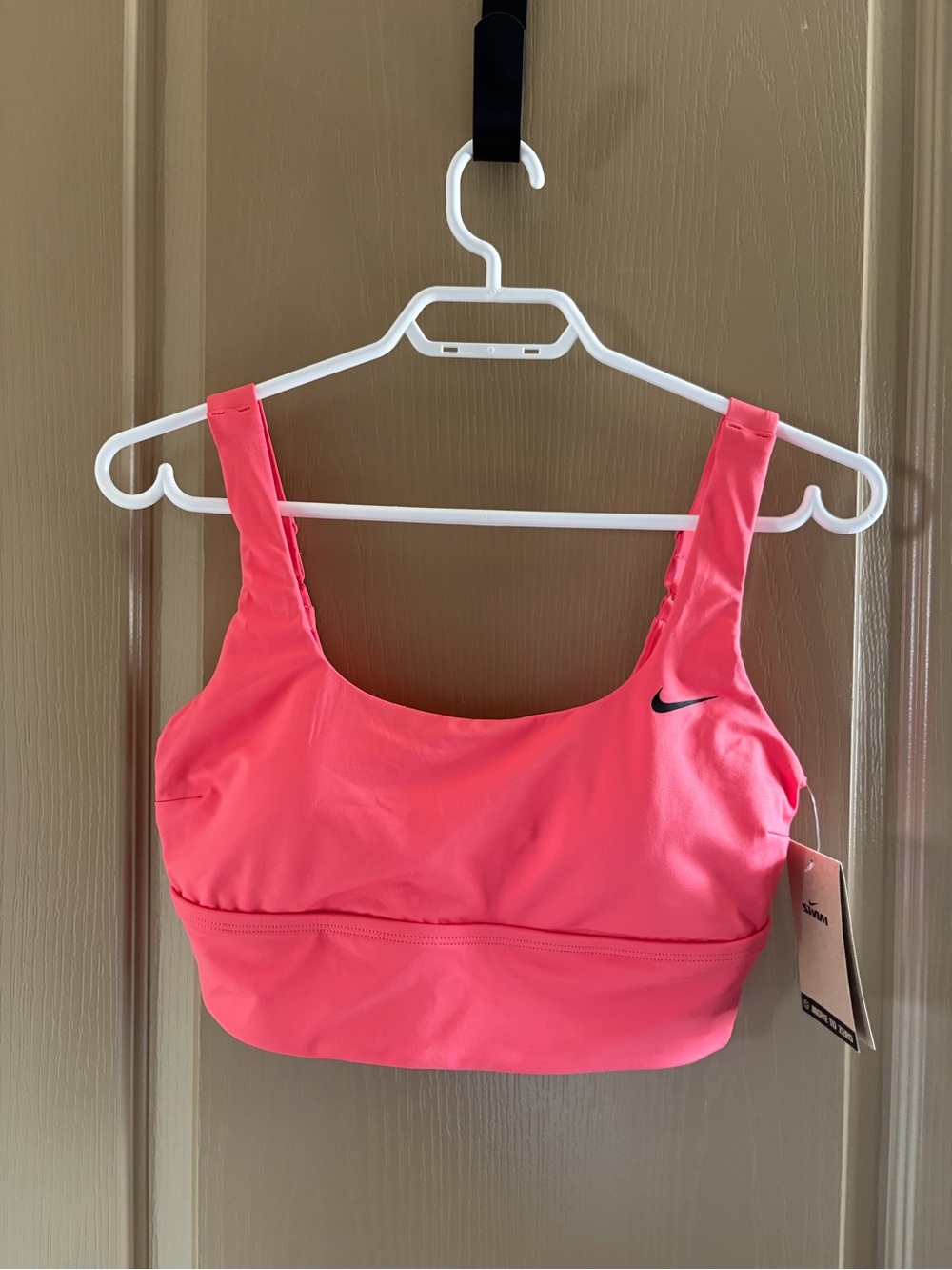 Nike Coral Pink Sports Bikini Top with Subtle Swoosh